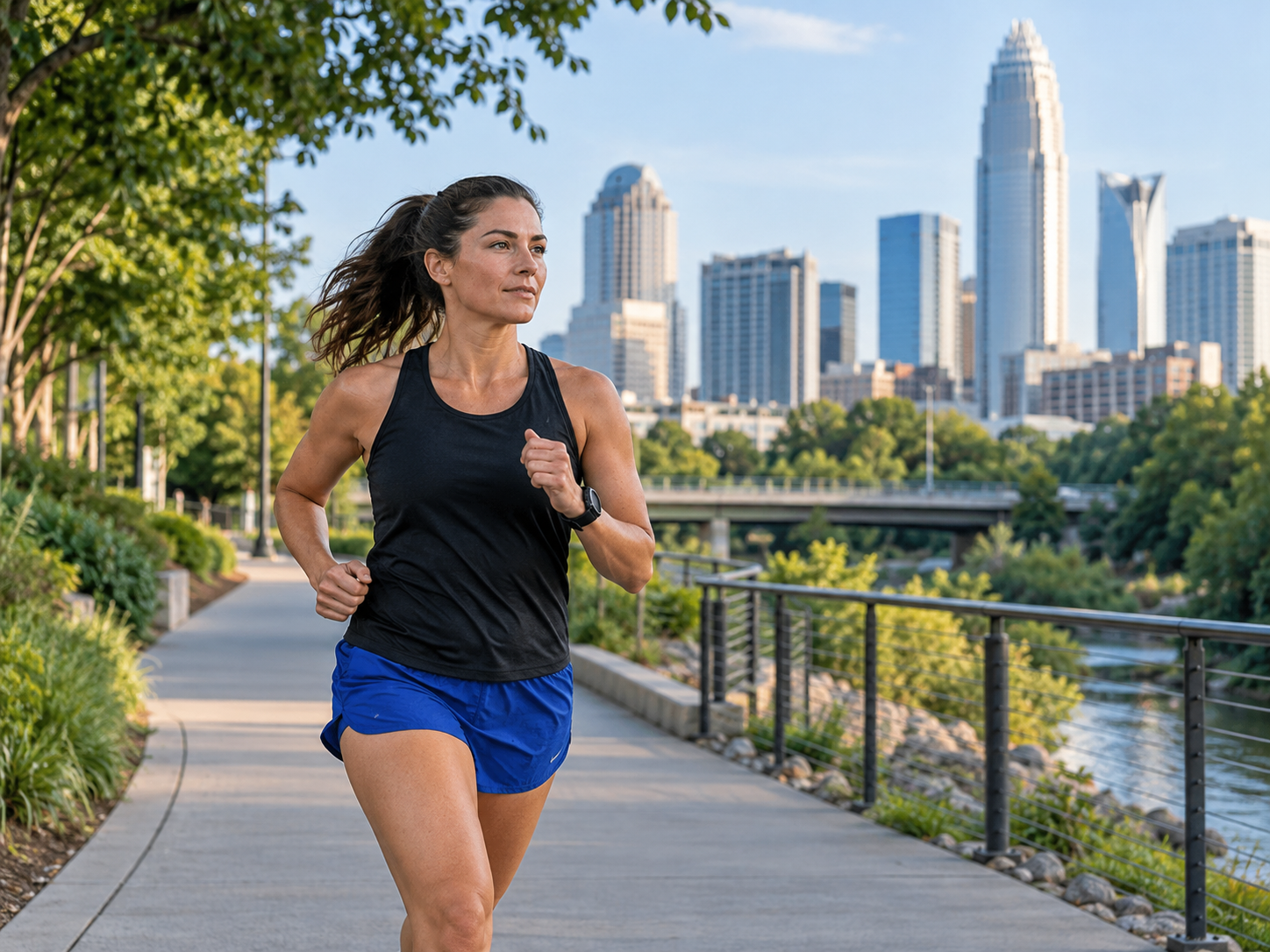 Runner training outdoors