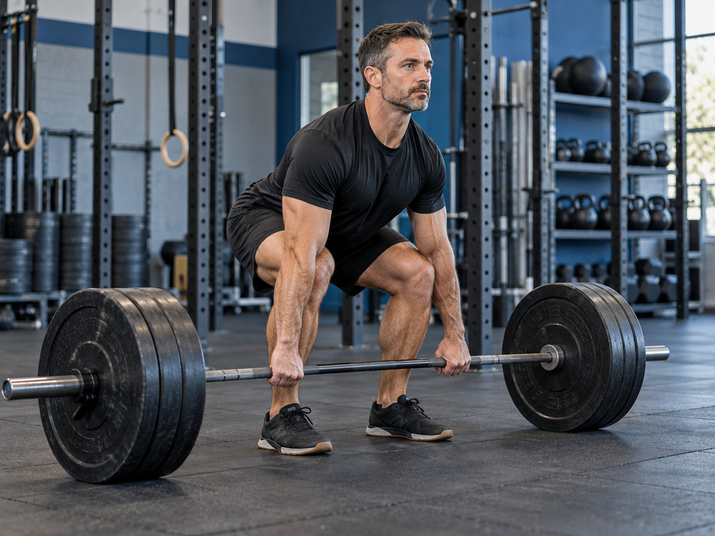 Lifter performing a barbell deadlift